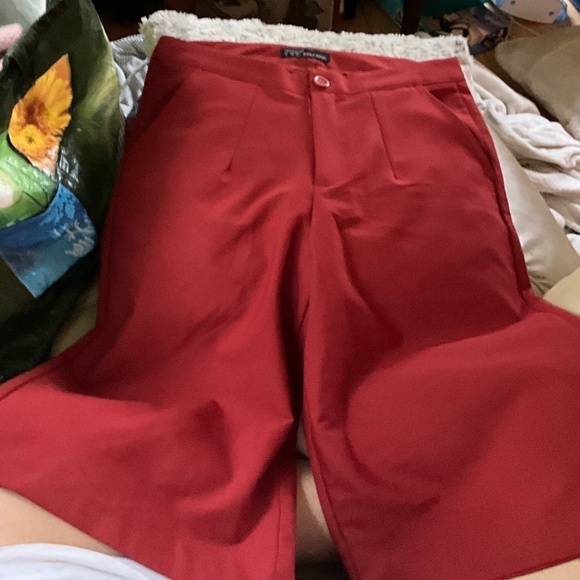 Zara Culotte Trousers Cropped Red Brick Cinnamon Wide leg Slash Pockets M - Picture 4 of 11